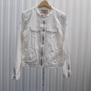 True Religion Moto Denim Jacket Kids XL White Full-Zip Biker